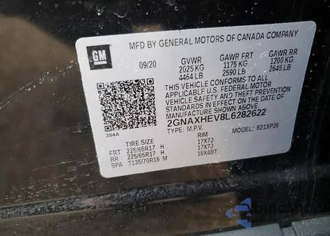 2020 Chevrolet Equinox Ls from USA, damaged, VIN 2GNAXHEV8L6282622